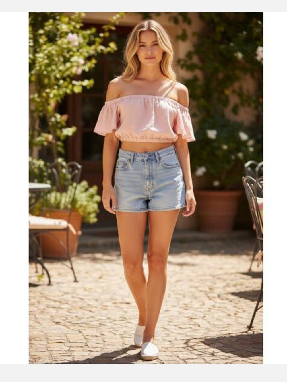 Abercrombie & Fitch Off-The-Shoulder Linen Blend Crop Top Blush Pink Size L